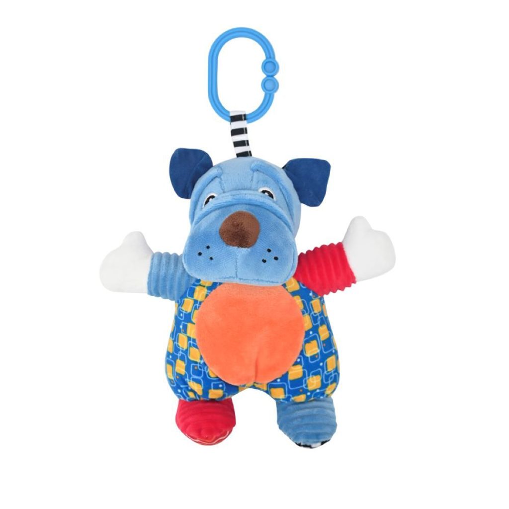 Lorelli Baby Kuscheltier Plüsch Greifling, C-Ring, auffällige Farben, ab Geburt blau