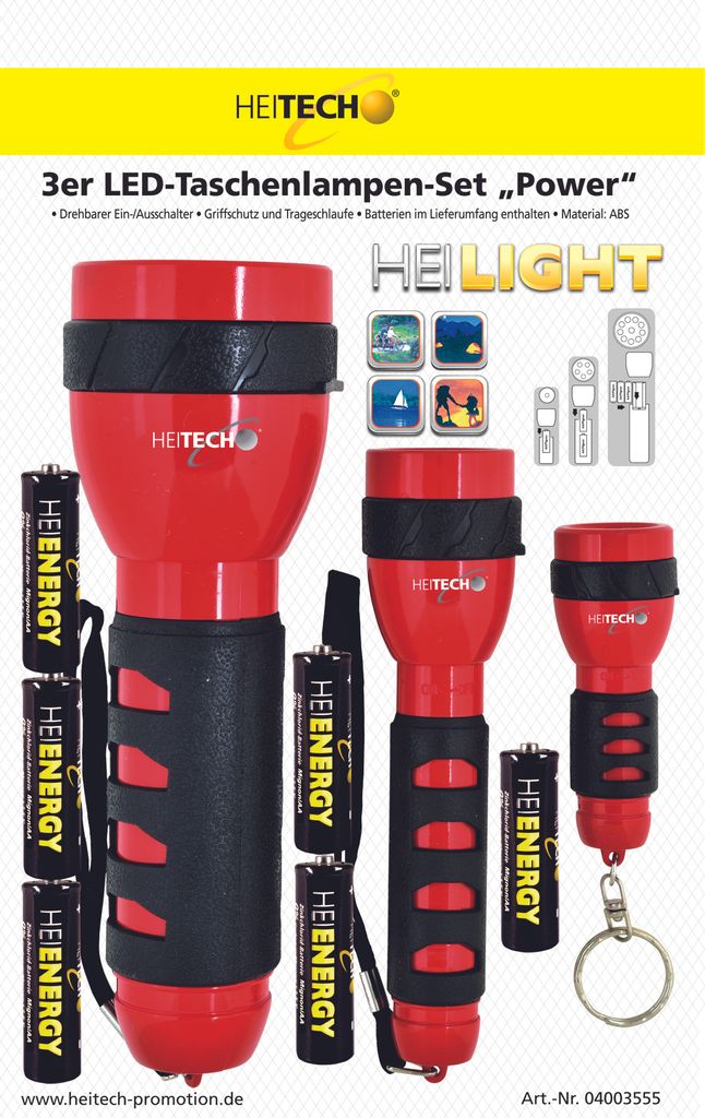 3er LED Taschenlampen-Set "Power"