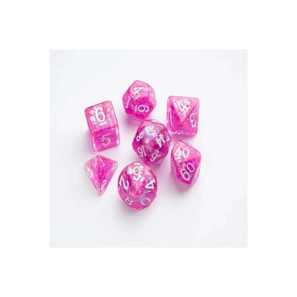 Set de dés RPG Candy-like Framboise : 7 dés pailletés pour JdR fantasy - 2