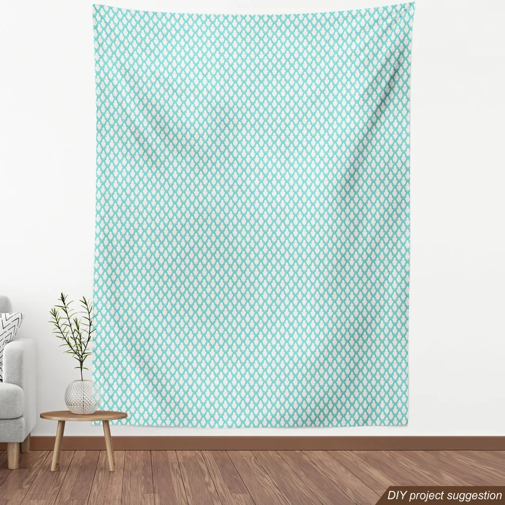 Tissu pour couture DIY turquoise 3 mètres motif ethnique et géométrique