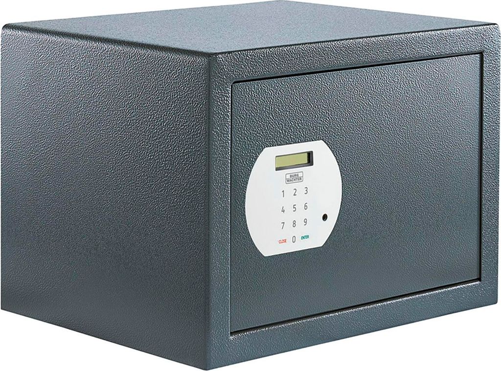 Burgwächter Tresor für Zuhause - Hoteltresor Pure Safe PS130 E KA 4 - Mini Tresor mit Fachboden für Wand und Bodenbefestigung, Stahl anthrazit