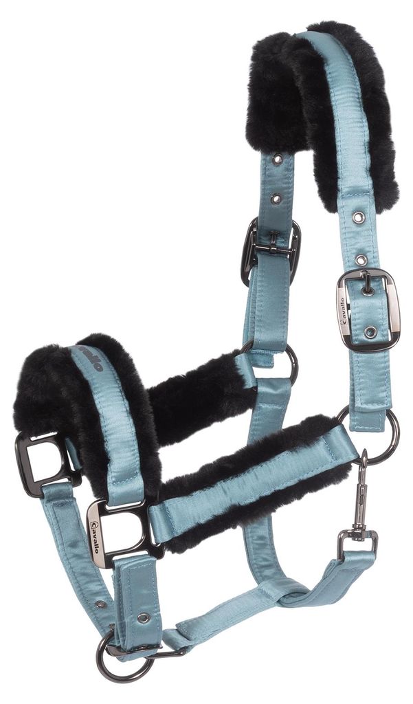 Cavallo Cavaljero Halfter mit Kunstfellpolsterung, Farbe:darkblue, Größe:XWB