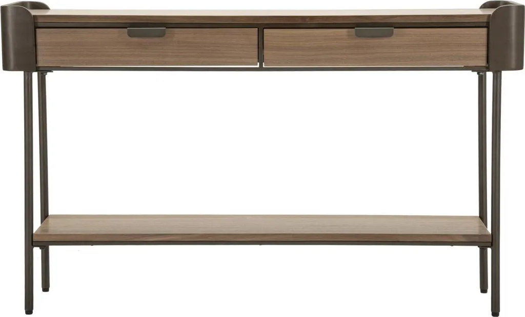 Console en Sapin Marron Toronto 120cm avec Structure Métallique Noire