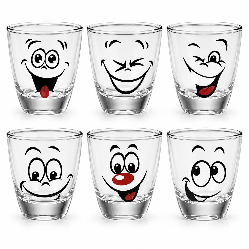 6 Schnapsgläser mit Motiv Tequilagläser Schnaps Shots Produktbild 