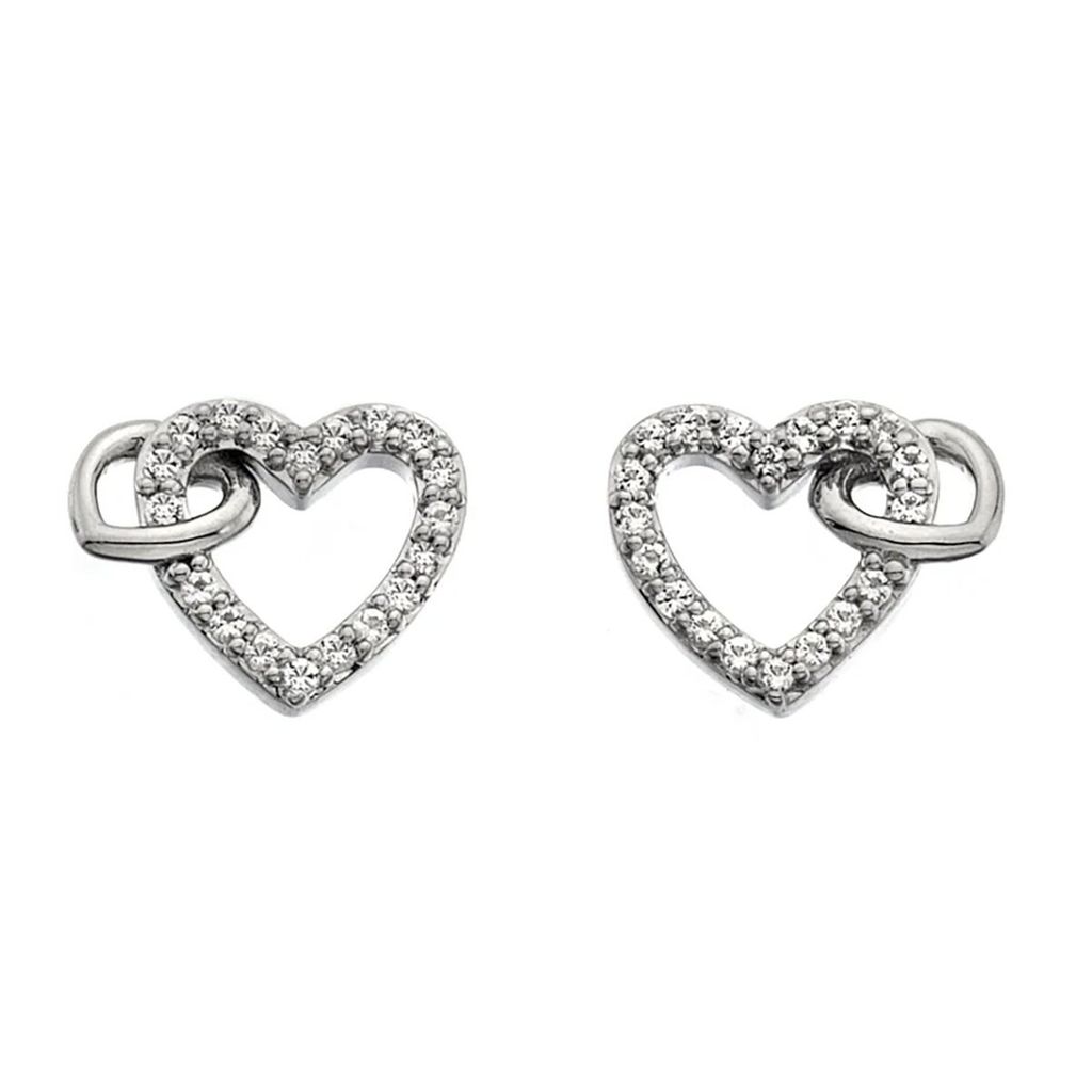 Hot Diamonds DE605 Damen-Ohrringe Herz Silber mit Diamanten Togetherness 1