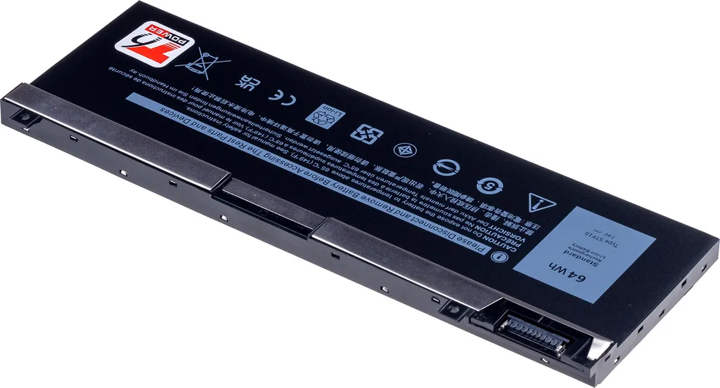 Batteria T6 Power per laptop Dell, numero di parte RW15F, Li-Poly, 7,6 V, 8420 mAh (64 Wh), nero - 2