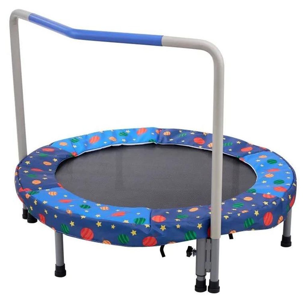 Mini-Trampolin - Fitness Trampolin mit Haltegriff - Faltbar 95,5×75 cm - Nylon Sprungmatte - Für Training & Spiel - Verstärkte Standfüße - Blau