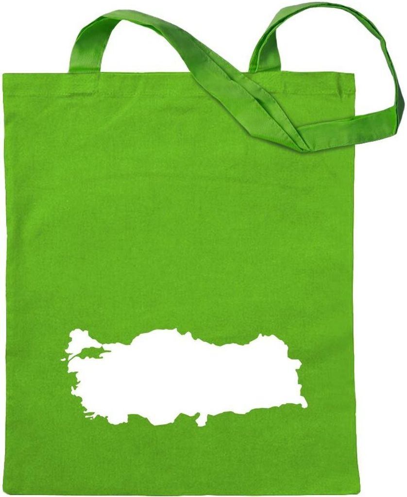 Kiwistar - Baumwolltasche - hellgrün - Türkei Umriss Kontur - Tragetasche Stoffbeutel Umhängetasche Langer Henkel
