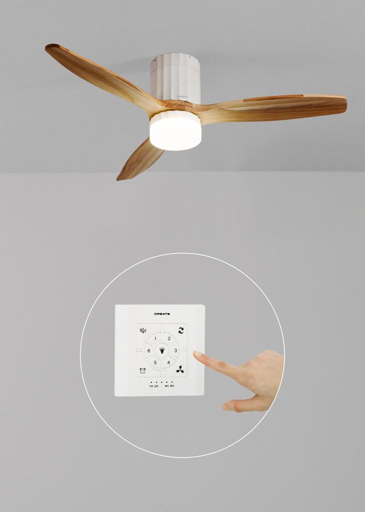 WIND CALM LINE - Leiser Deckenventilator 40W Ø132 cm 100% Holz