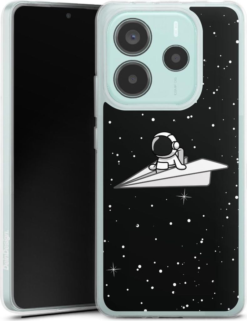 DeinDesign Handyhülle für Xiaomi Redmi Note 14 5G Silikon Hülle Case Smartphone Schutzhülle Astronaut Comic Papier