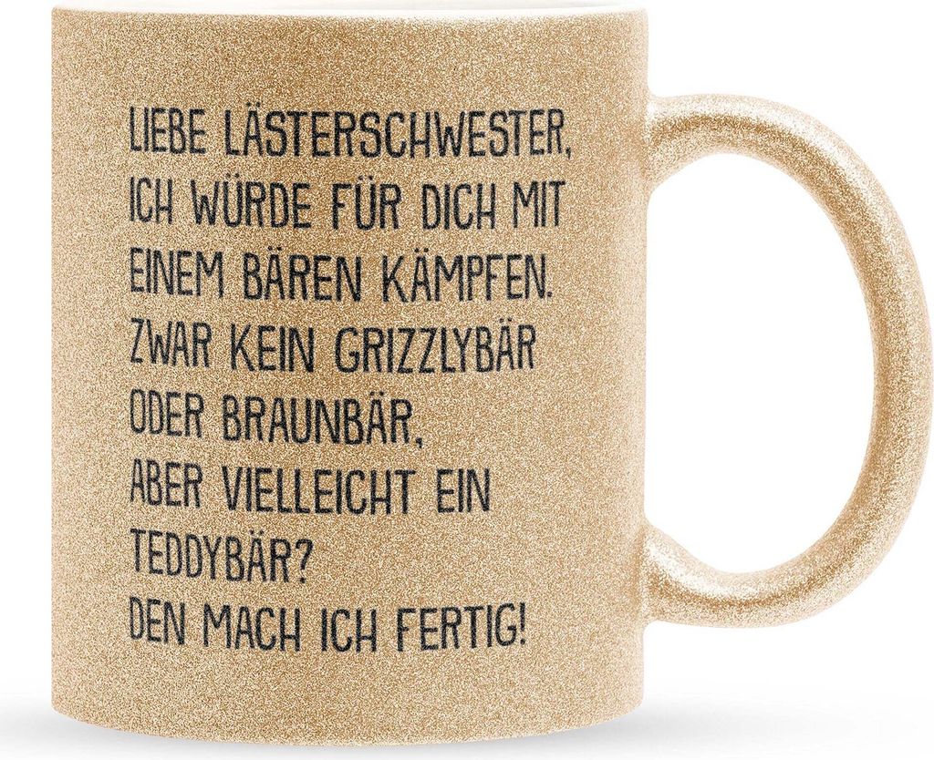 22Feels Glitzertasse Gold Beste Freundin Geschenk BFF Zum Geburtstag Kaffeetasse Freundinnen Freundschaft Frauen Haferl Weihnachten Lästerschweste...