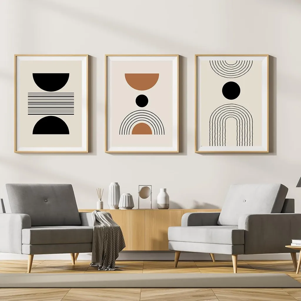 Décoration de Salon et Chambre : Set 3 Tableaux Abstraits 50x70cm LYBOHO