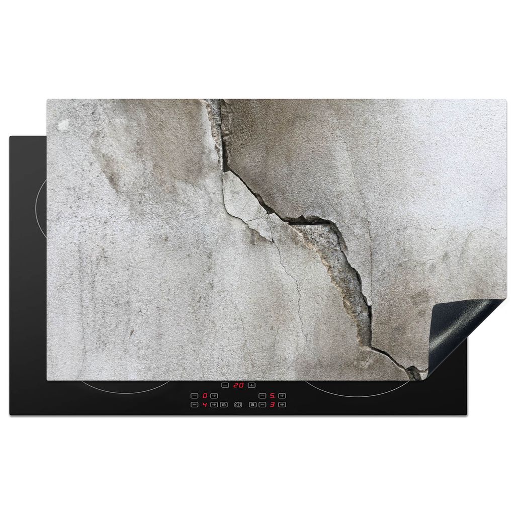KitchenYeah Herdabdeckplatte Beton - Industriell - Grau , 85x52cm, Küche Deko, Glaskeramikkochfeld Herdabdeckung, Abdeckplatte fùr Kochfeld
