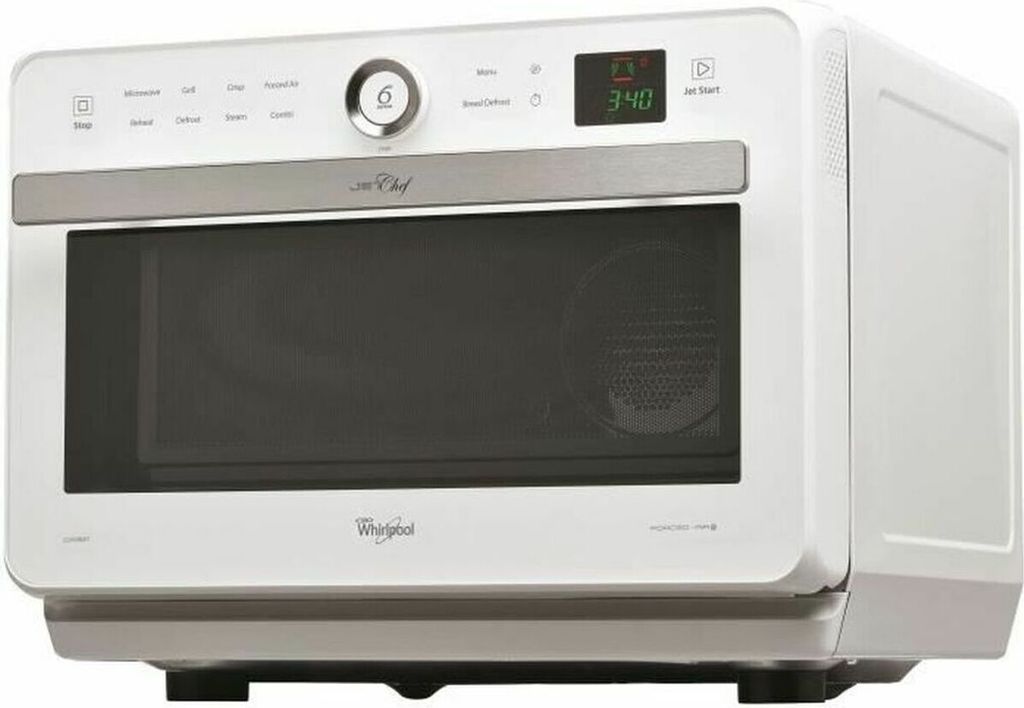 WHIRLPOOL JT469WH - Jet Chef Mikrowelle - 33 L - 6th SENS Combi Crisp Steam - Edelstahl - 36 cm Drehscheibe - Weiß