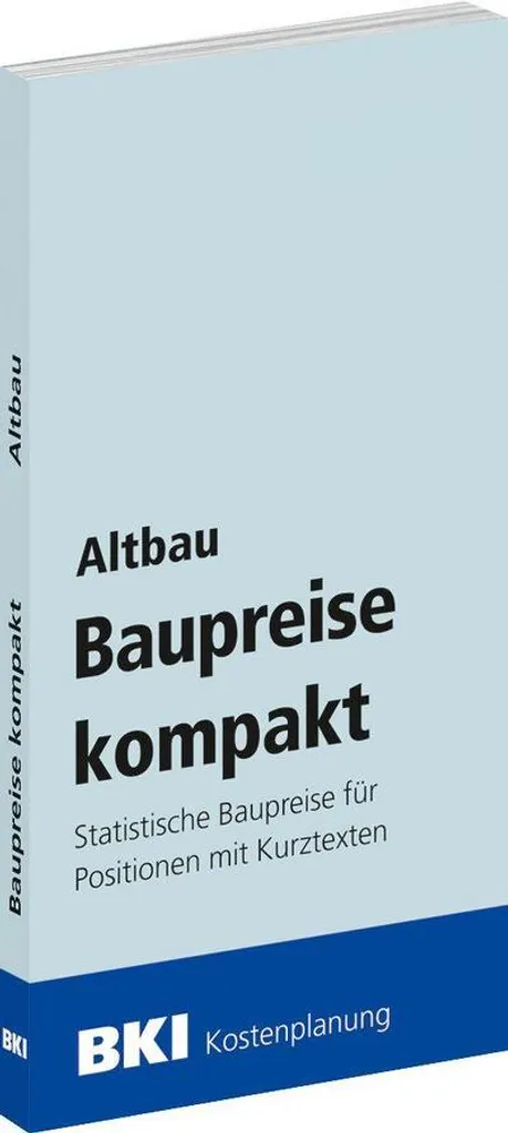 BKI Baupreise kompakt Altbau 2026 : Guide des prix de construction