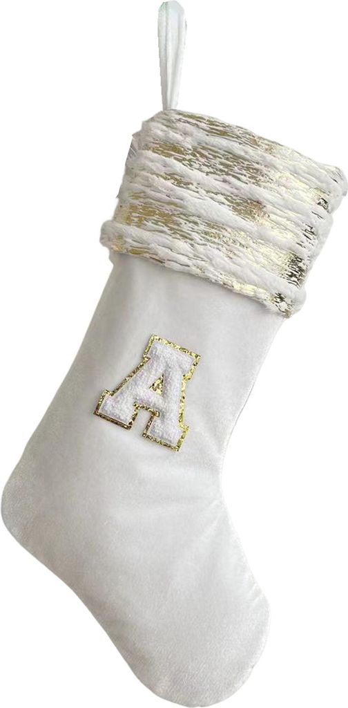 Bestickter Weihnachtsstrumpf mit Umhängeband, große Kapazität, verschleißfeste Weihnachtssocken mit Buchstaben, hängende Dekoration, A, Einhei...