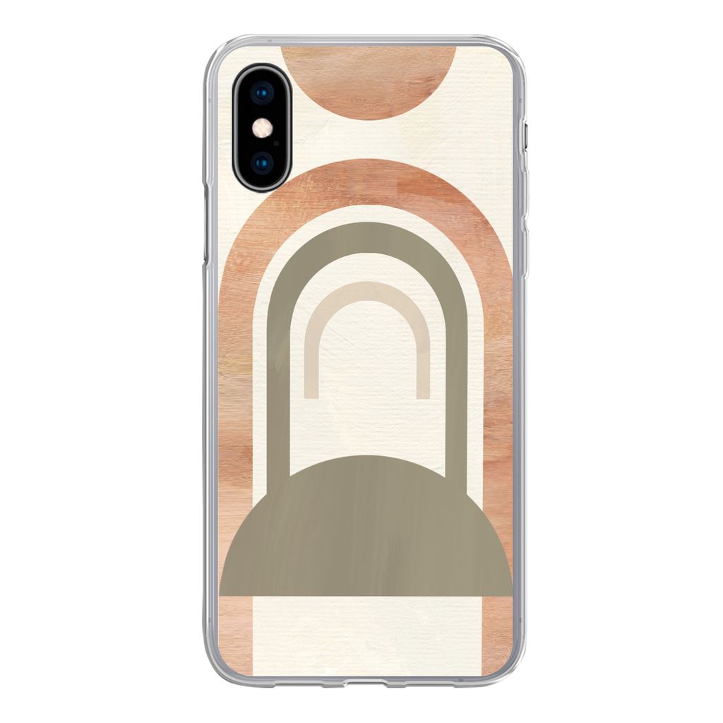MuchoWow Handyhülle Schutzhülle Hülle für iPhone X Rosa - Grün - Abstrakt Silikon Softcase Handy Hülle - Handyhülle