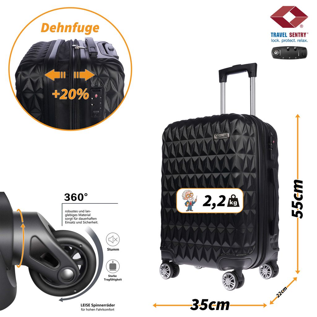 Herren Koffer Kleiner Handgepäck Damen Trolley Produktbild 