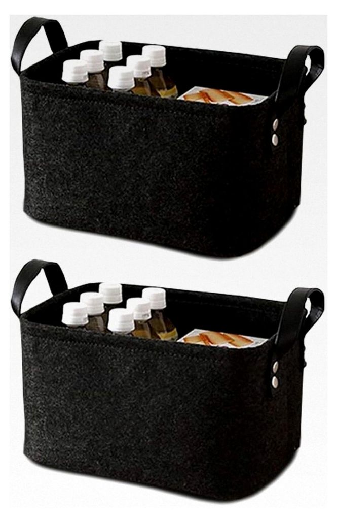 2 Stück Filzkörbe, Aufbewahrungsboxen aus Stoff, faltbar, mit zwei weichen Griffen, für Kleidung, Handtücher, Toilettenartikel, Babyartikel, B...