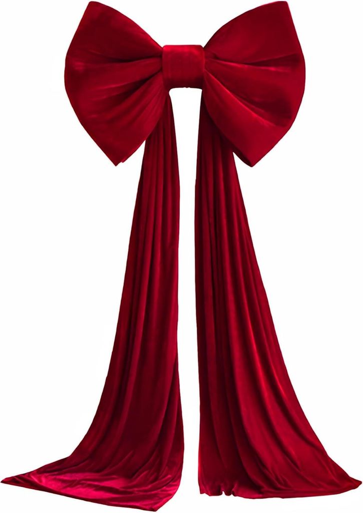 Roter Samt-Baumspitzenschmuck – 50,8 × 38,1 cm + 3 m Band – extra groß – für Wand/Kranz/Baum