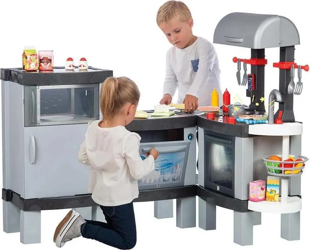 Kitchenette Ninco Real Cooking XL Argentée - Cuisine Jouet avec Effet Inox
