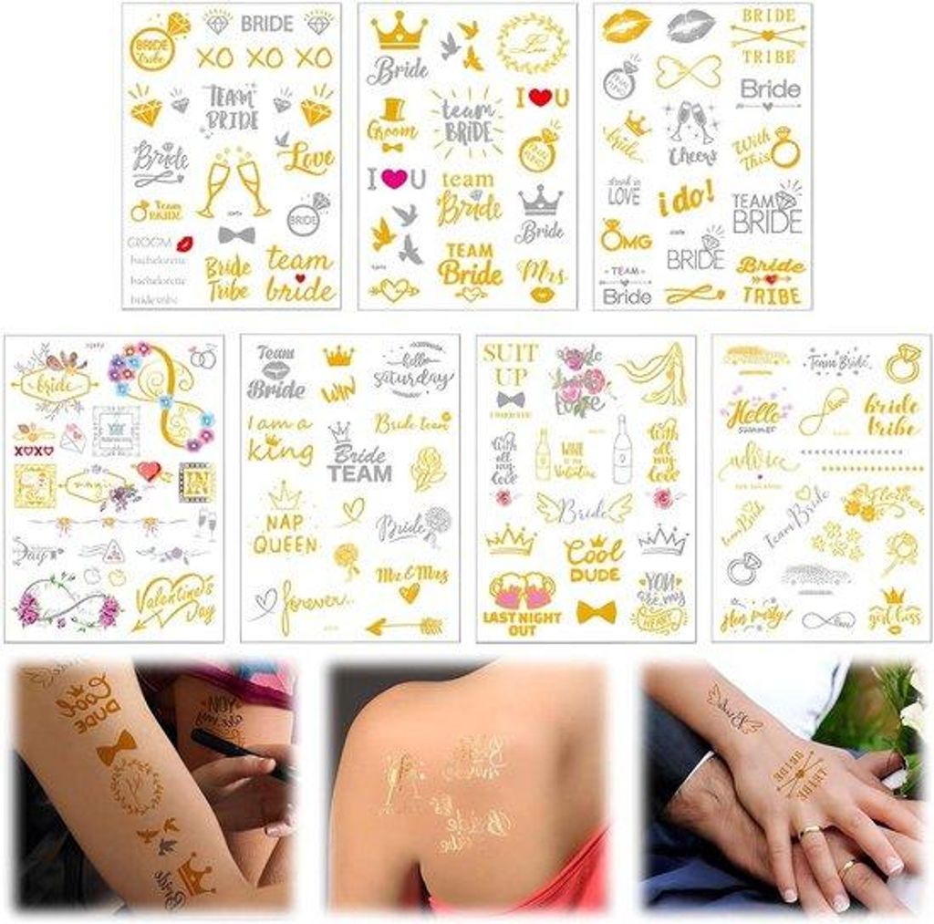 Tattoo-Set mit 7 temporären Tattoos für Feierlichkeiten, Geschenke für ihn und sie