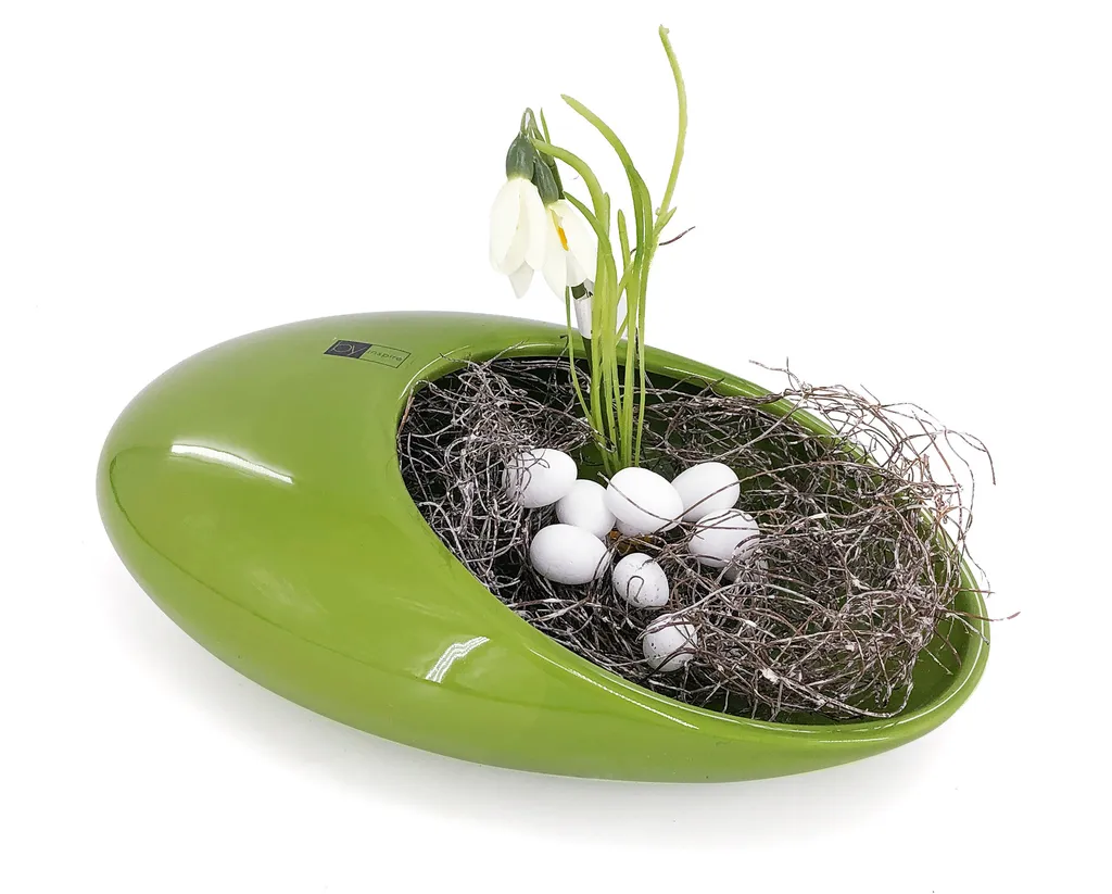 Grande coupe décorative blanche Bean L 44cm - Centre de table design - 2