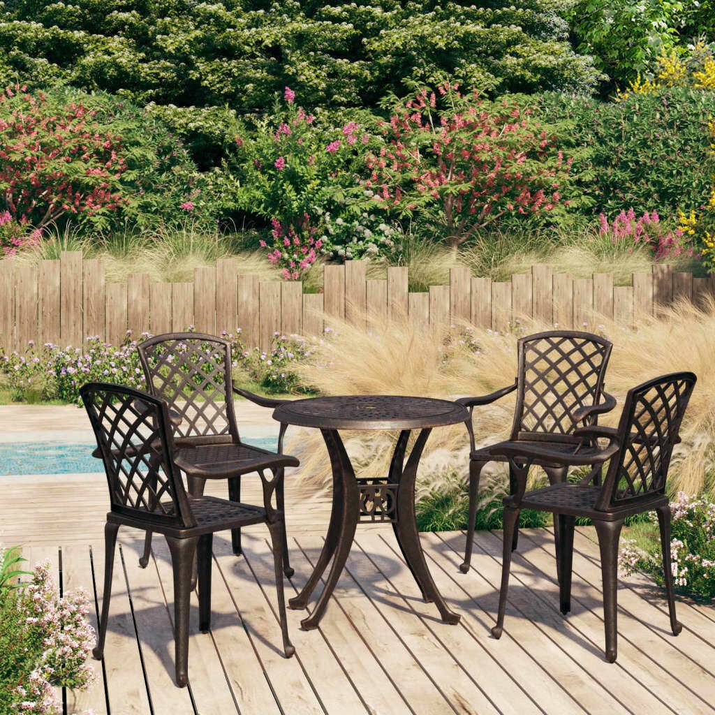 The Living Store 5-tlg. Bistro-Set Aluminiumguss Bronzen