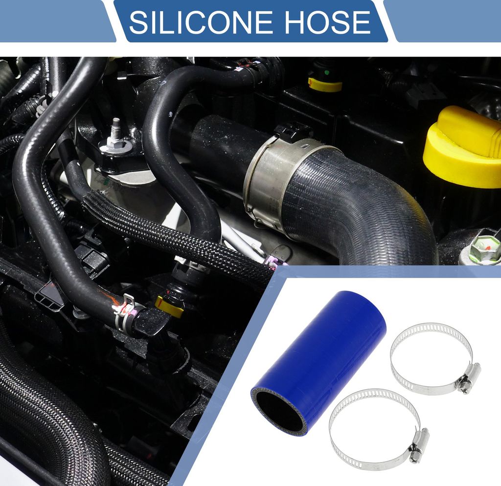 1 Satz 38mm/1,5" ID 100mm/3,94" Länge 0 Grad Blau Schwarz Auto Silikonschlauch mit Schellen Kühlmittelschlauch Universal