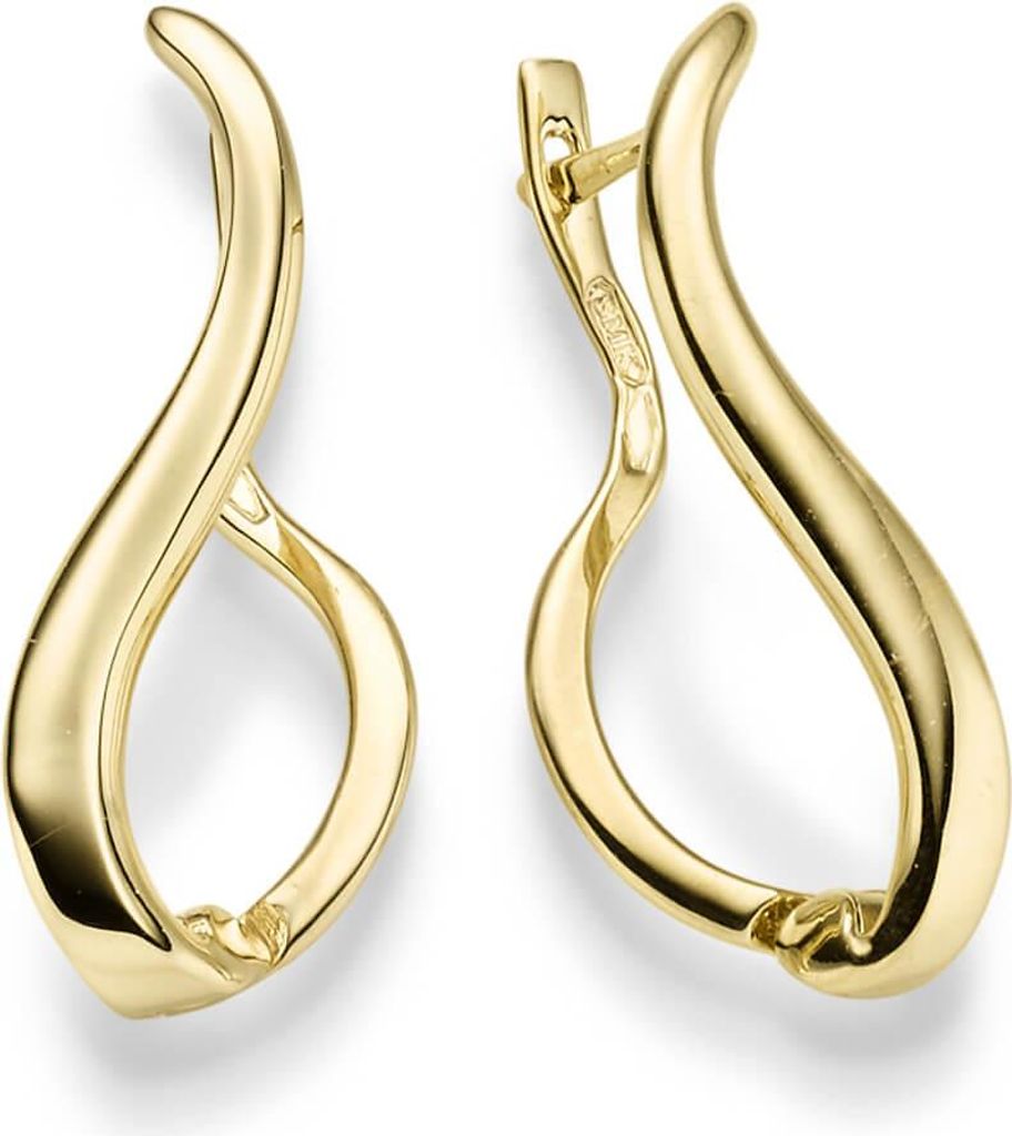 Paar Ohrringe Creolen 28x9,5mm gewellt Ohrschmuck aus 585 Gold Gelbgold