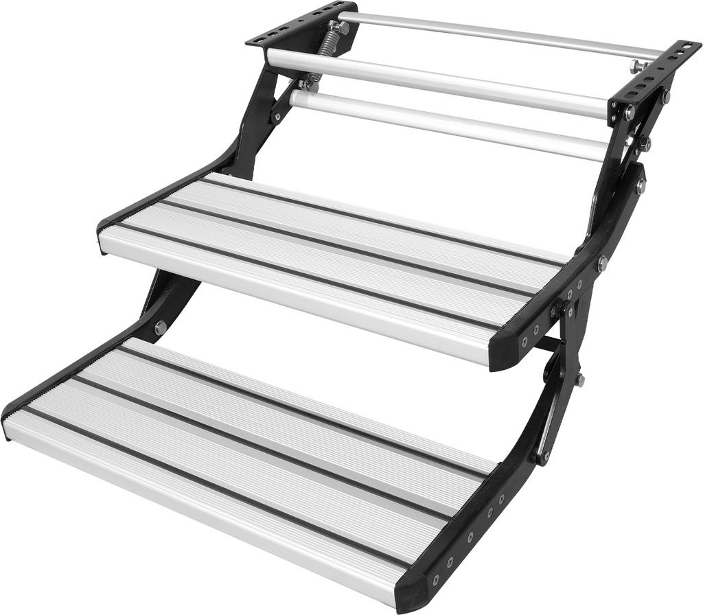 VEVOR Wohnmobil-Stufen, 2-stufig, Einziehbare Wohnmobil-Treppe, Faltbar, 200 kg Tragkraft, Stufen aus Aluminiumlegierung, Verdickte Stahlplatte, Ru...