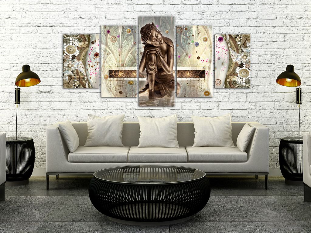 Akustikbild Buddha Zen 200x100 cm Bilder Akustikschaum Hochleistungsschallabsorber Schallschutz Leinwand 5 tlg Wandbild Raumakustik Schalldämmung ...
