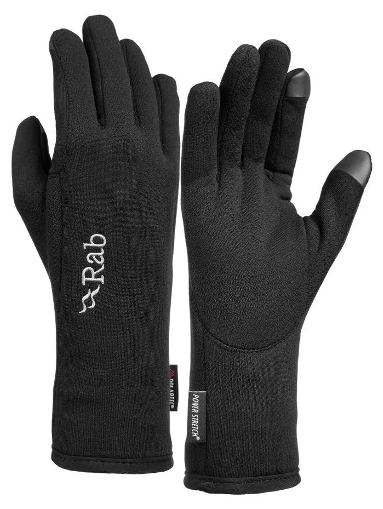 Gants de randonnée Rab Power Stretch Contact noirs en taille L confort