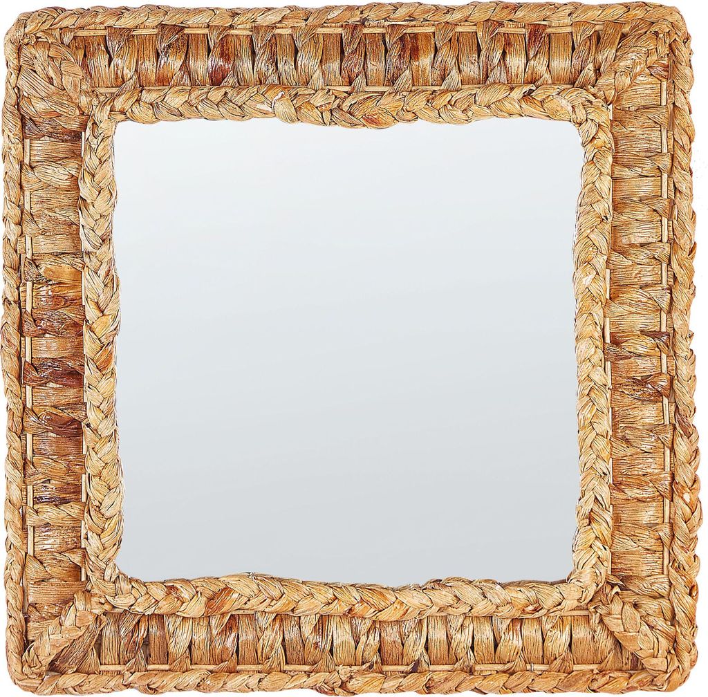 BELIANI Wandspiegel Natur Wasserhyazinthe Rahmen 52 x 52 cm Quadratisch Boho Geflecht Wohnaccessoire Wanddeko für Wohnzimmer Schlafzimmer Flur