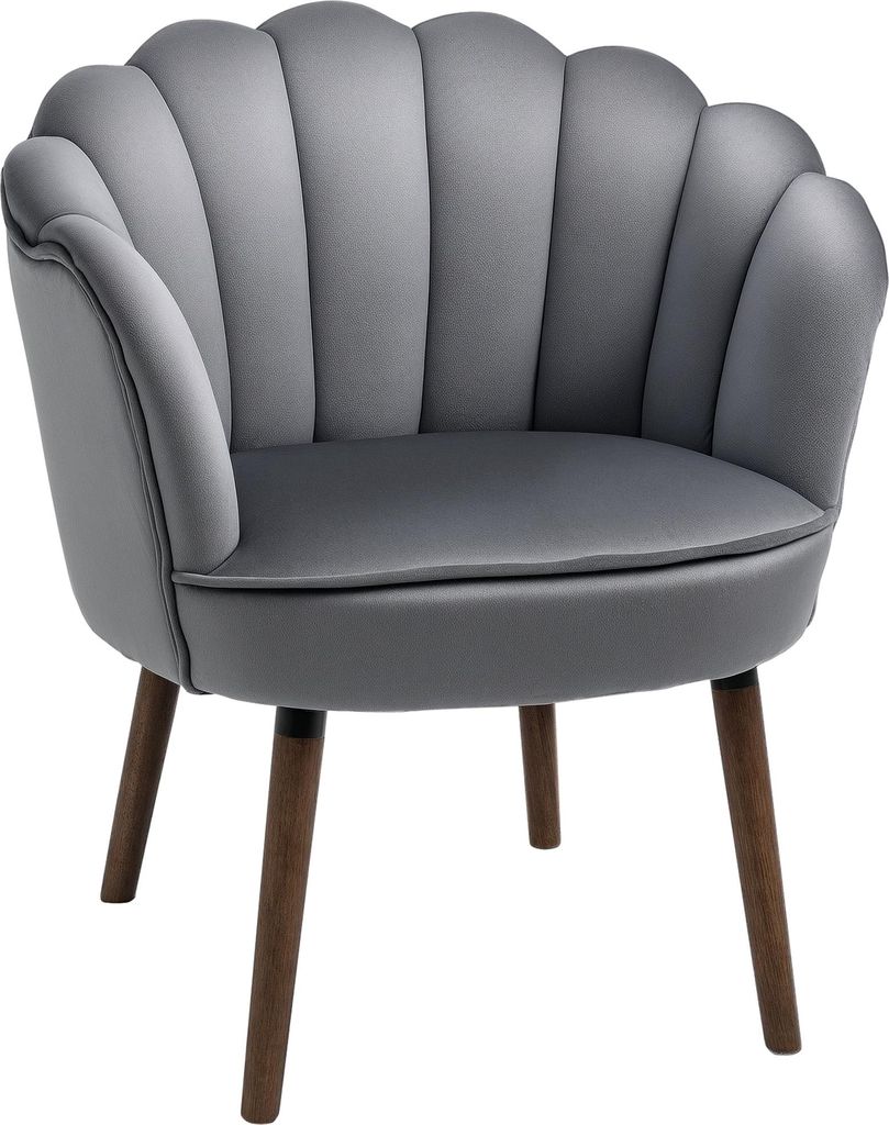 Sessel Wohnzimmer Loungesessel in Muschelform Relaxsessel mit Holzbeine, Polstersessel Lesesessel mit Samtoptik, Polsterstuhl für Schlafzimmer Dun...