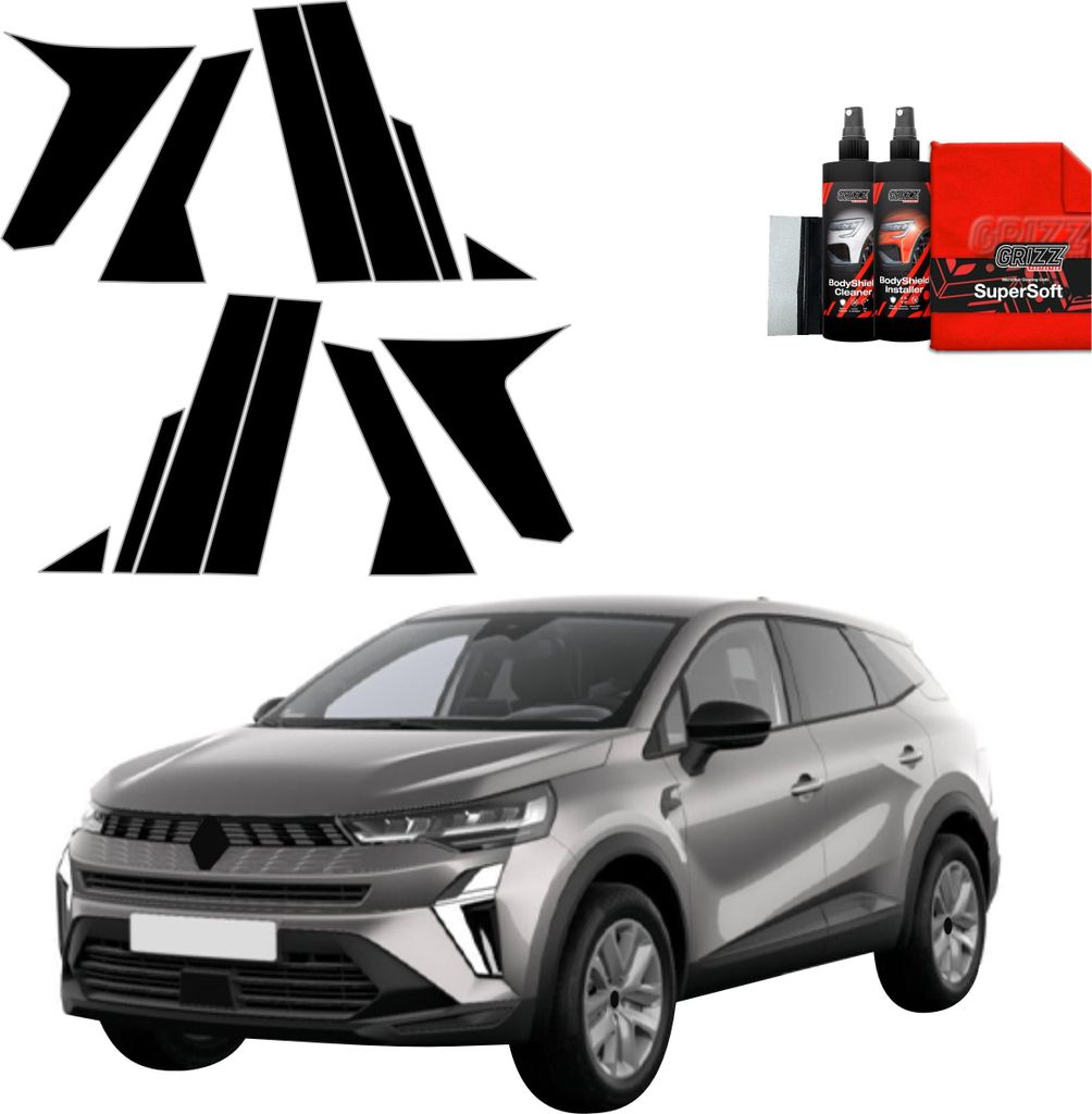 12in1 Schwarze Grizz Protector schutzfolie für A-B-C-Säule - Renault Symbioz (2024-2025)