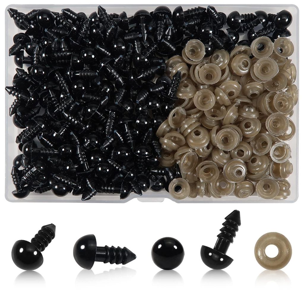 16mm Plastic Veiligheid Ogen - 150 stuks zwart voor poppen Productafbeelding 