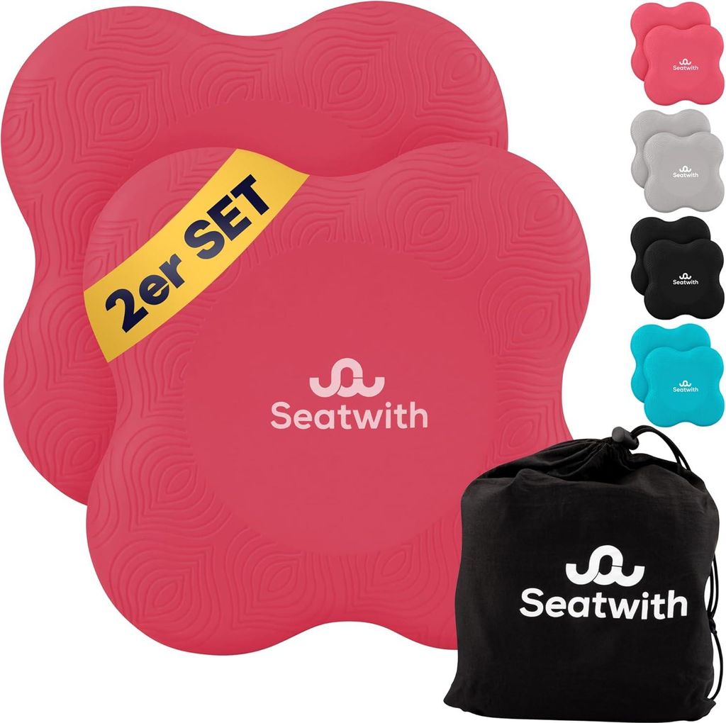 Yoga-Knie-Pad 2er Pack Kniekissen mit Transportbeutel+Trainingsanleitung PDF Maximale Entlastung und Unterstützung der Knie Handgelenke Ellbogen