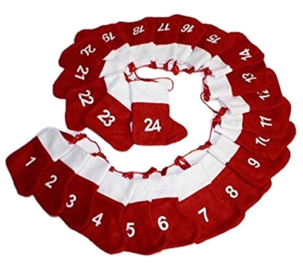 HAAC Adventskalender Advent Girlande mit 24 Socken Filz Größe je Socken 18x20 cm