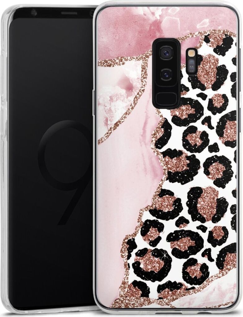 DeinDesign Handyhülle für Samsung Galaxy S9 Plus Duos Silikon Hülle Case Smartphone Schutzhülle Glitzer Look Leopard Marmor