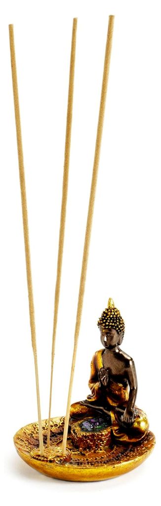 Räucherstäbchenhalter "Buddha" aus Polyresin, H 9 x Durchmesser 8,5 cm