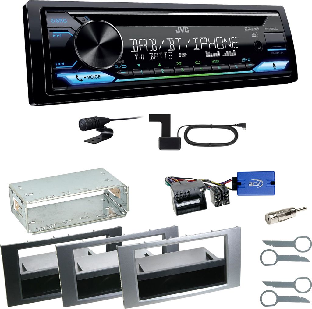 JVC KD-DB912BT Digitalradio USB CD Einbauset für Ford Focus C-Max Fiesta Transit