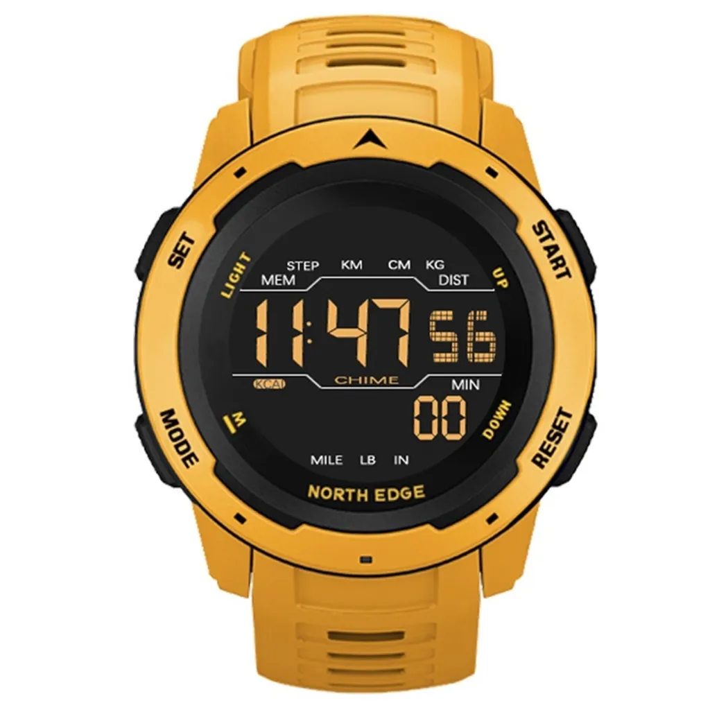 Montre de Sport pour Homme Jaune - Chronographe Numérique Militaire