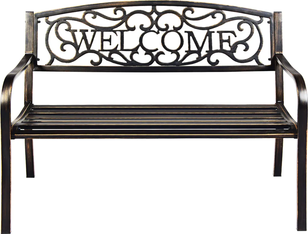 Banc de Jardin Métallique 320kg avec Dossier Welcome Finition Fonte Bronze