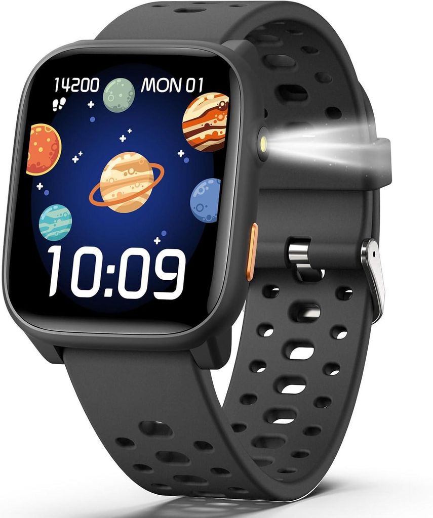Smartwatch Kinder,Digitale mit Schrittzähler, 24/7 Puls, IP68 , Schlaf-Monitor, Wecker, Puzzle-Spiele, 1,85" HD-Touchscreen für Mädchen Jungen 6-16