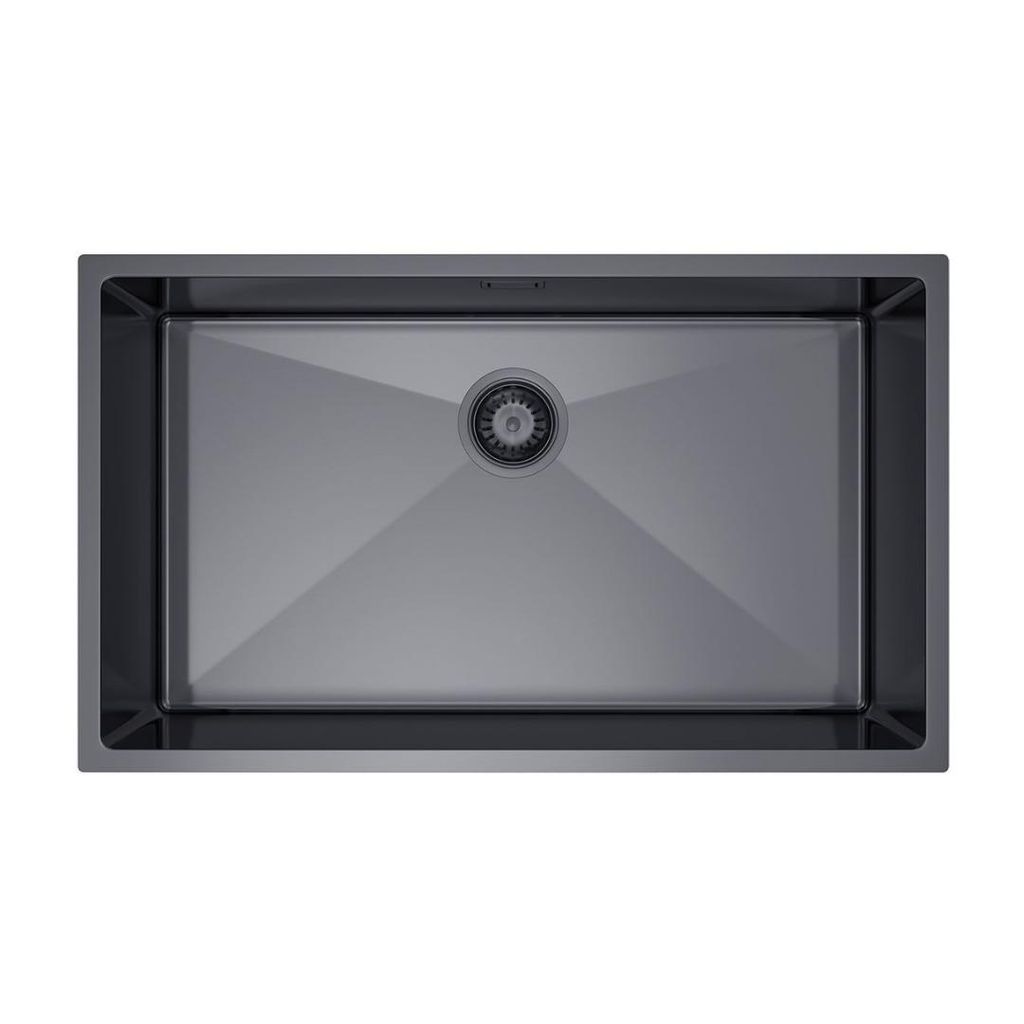 VBChome Küchenspüle 74×44 cm Edelstahl Graphit ohne Abtropffläche 1 Becken Spülbecken Einbauspüle Tiefe 21 cm Mindestunterschrank 80 cm Unter...