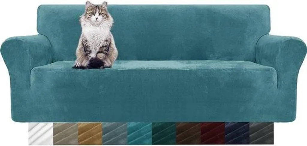 Housse de canapé 3 places bleu paon idéale pour chiens et chats
