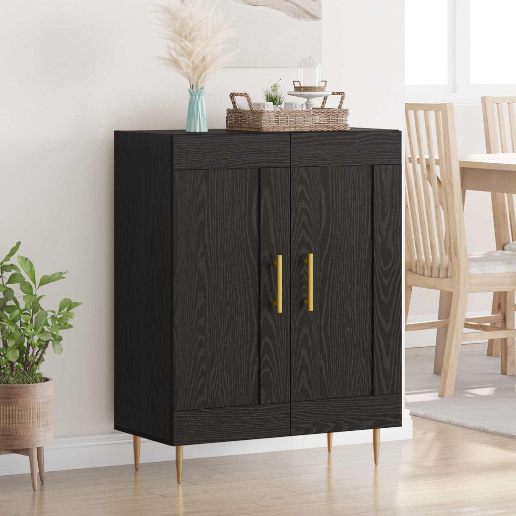vidaXL Credenza look rovere nero 69,5 x 34 x 90 cm Immagine del prodotto 