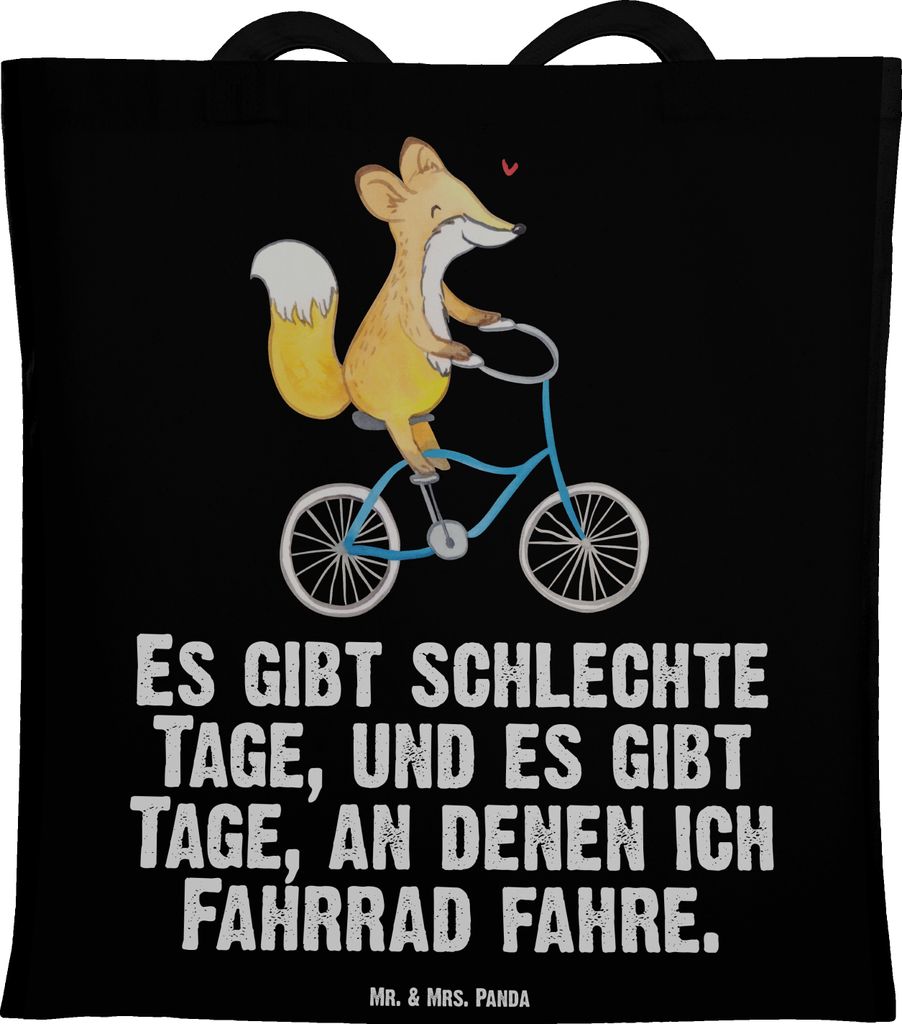 Mr. & Mrs. Panda dokumententasche Fuchs Fahrrad fahren - Schwarz - Geschenk, Mountainbiking, Radsport, Radeln, Shopping Tasche, Schultasche, Trekki...