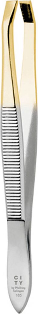 Pinzette gekröpft, schmal 8 cm vergoldete Spitze Produktbild 